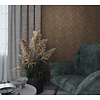 Travertino Behang met houten Hongaarse punt motief - 33378