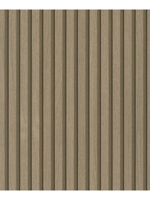 Travertino Behang met houten latjes - 33396