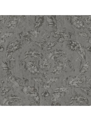 Utopia Oud-zilver behang met grote klassieke ornamenten - G67782
