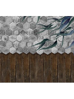 Vanilla Lime Fotobehang Floral Tiles - 014260