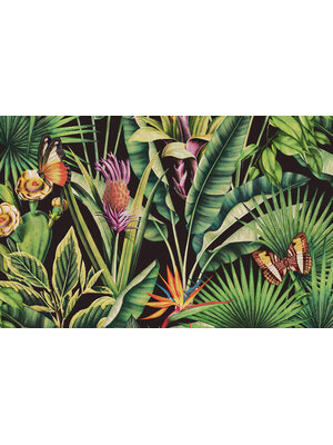 Tahiti - Fiori zwart/groen/roze - 13334 Tahiti - Fiori zwart/groen/roze - 13334
