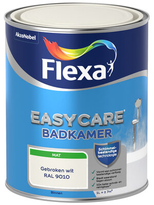 Flexa Easycare Muurverf Badkamer Mat - RAL 9010 - 1 liter Flexa Easycare Muurverf Badkamer Mat - RAL 9010 - 1 liter