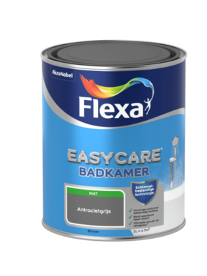 Flexa Easycare Muurverf Badkamer Mat - Antracietgrijs - 1 liter Flexa Easycare Muurverf Badkamer Mat - Antracietgrijs - 1 liter