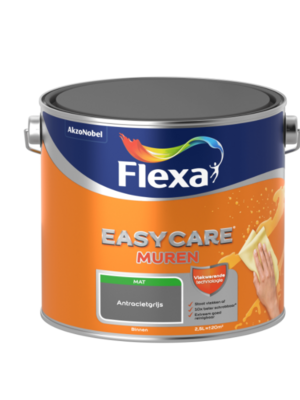 Flexa Easycare Muurverf Mat - Antracietgrijs - 2,5 liter Flexa Easycare Muurverf Mat - Antracietgrijs - 2,5 liter