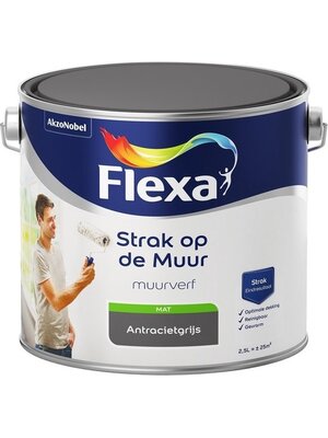 Flexa Strak op de Muur Muurverf - Mat - 2,5 liter - Antraciet Flexa Strak op de Muur Muurverf - Mat - 2,5 liter - Antraciet