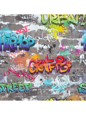 World of Imagination - DL27592 - Graffiti Wall Grey/Multi World of Imagination - DL27592 - Graffiti Wall Grey/Multi