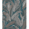 Renaissance 2 - RE521056 - Embroidered leaves petrol blue