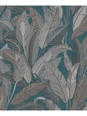 Renaissance 2 - RE521056 - Embroidered leaves petrol blue Renaissance 2 - RE521056 - Embroidered leaves petrol blue
