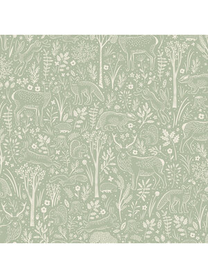 Little Dreamers - LD3413 - Woodland Animals groen Little Dreamers - LD3413 - Woodland Animals groen