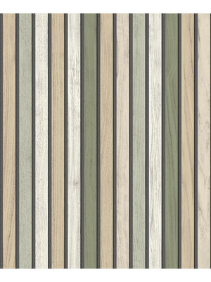 Illusion - B312-04 - Houten Plankjes Beige/Groen Illusion - B312-04 - Houten Plankjes Beige/Groen