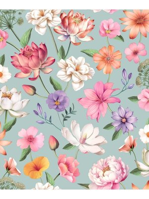 Illusion - M888-01 - Bloemen Blauw/Roze