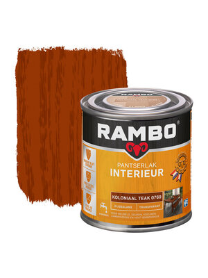 Rambo Pantserlak Interieur Transparant Zijdeglans - Koloniaal teak Rambo Pantserlak Interieur Transparant Zijdeglans - Koloniaal teak