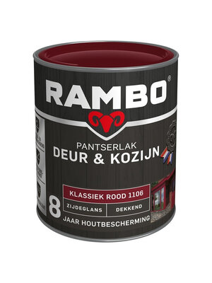 Rambo Pantserlak Deur & Kozijn Zijdeglans Dekkend - 750 ml Klassiek rood Rambo Pantserlak Deur & Kozijn Zijdeglans Dekkend - 750 ml Klassiek rood