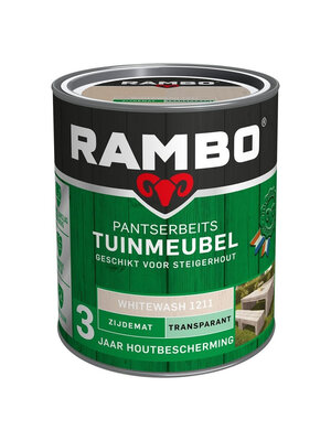Rambo Pantserbeits Tuinmeubel Zijdemat Transparant - 750 ml Whitewash Rambo Pantserbeits Tuinmeubel Zijdemat Transparant - 750 ml Whitewash