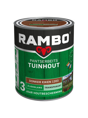 Rambo Pantserbeits Tuinhout Zijdeglans Transparant - 750 ml Donker eiken Rambo Pantserbeits Tuinhout Zijdeglans Transparant - 750 ml Donker eiken