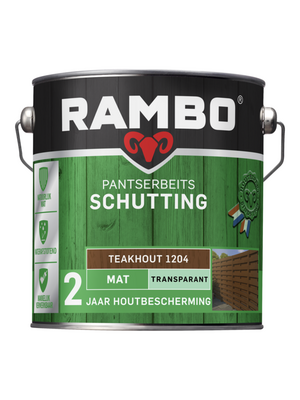 Rambo Pantserbeits Schutting Mat Transparant 2,5 liter - Teakhout Rambo Pantserbeits Schutting Mat Transparant 2,5 liter - Teakhout