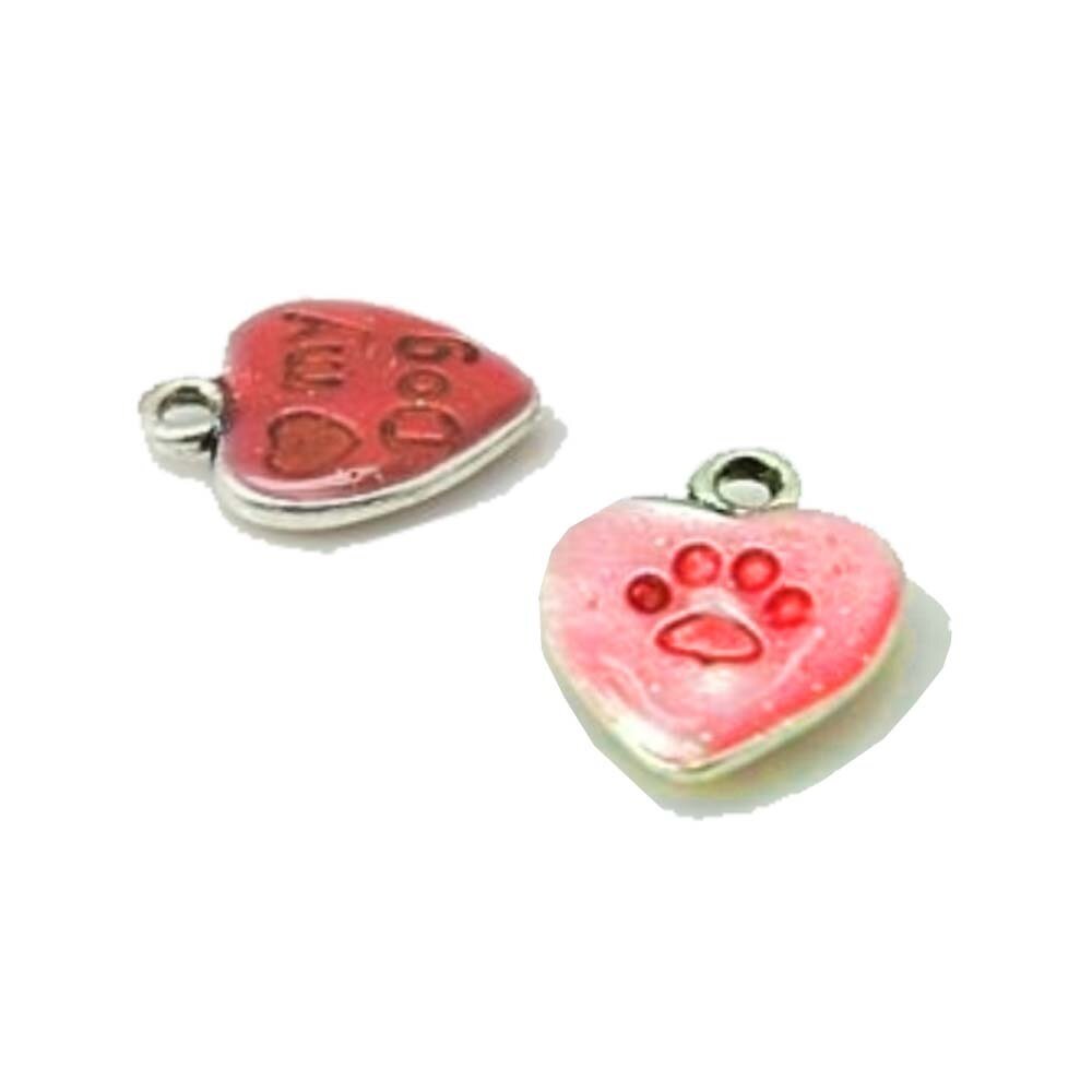 Echtstudio Bedel hart Love My Dog en Pootafdruk Rood