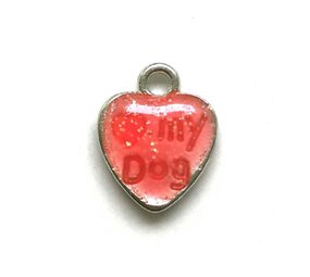 Echtstudio Bedel hart Love My Dog en Pootafdruk Rood