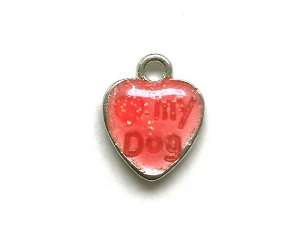 Echtstudio Bedel hart Love My Dog en Pootafdruk Rood