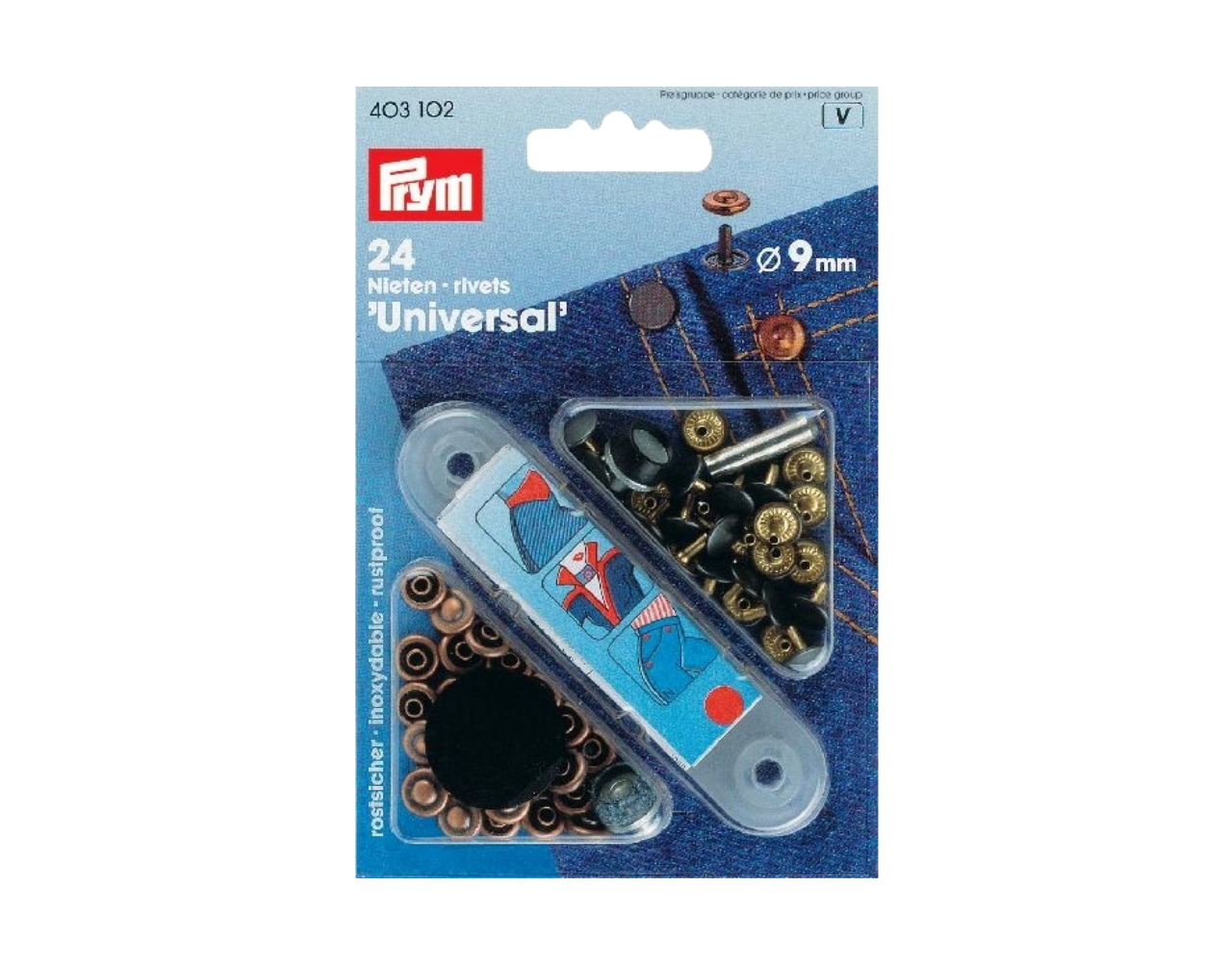 Prym Siernieten messing 9mm oud koper-brons Prym Siernieten messing 9mm oud koper-brons