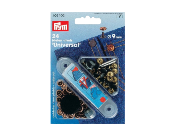 Prym Siernieten messing 9mm oud koper-brons Prym Siernieten messing 9mm oud koper-brons