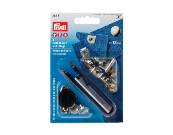 Prym Broekhaken en -staven 13mm zilver-brons - 5x4st Prym Broekhaken en -staven 13mm zilver-brons - 5x4st