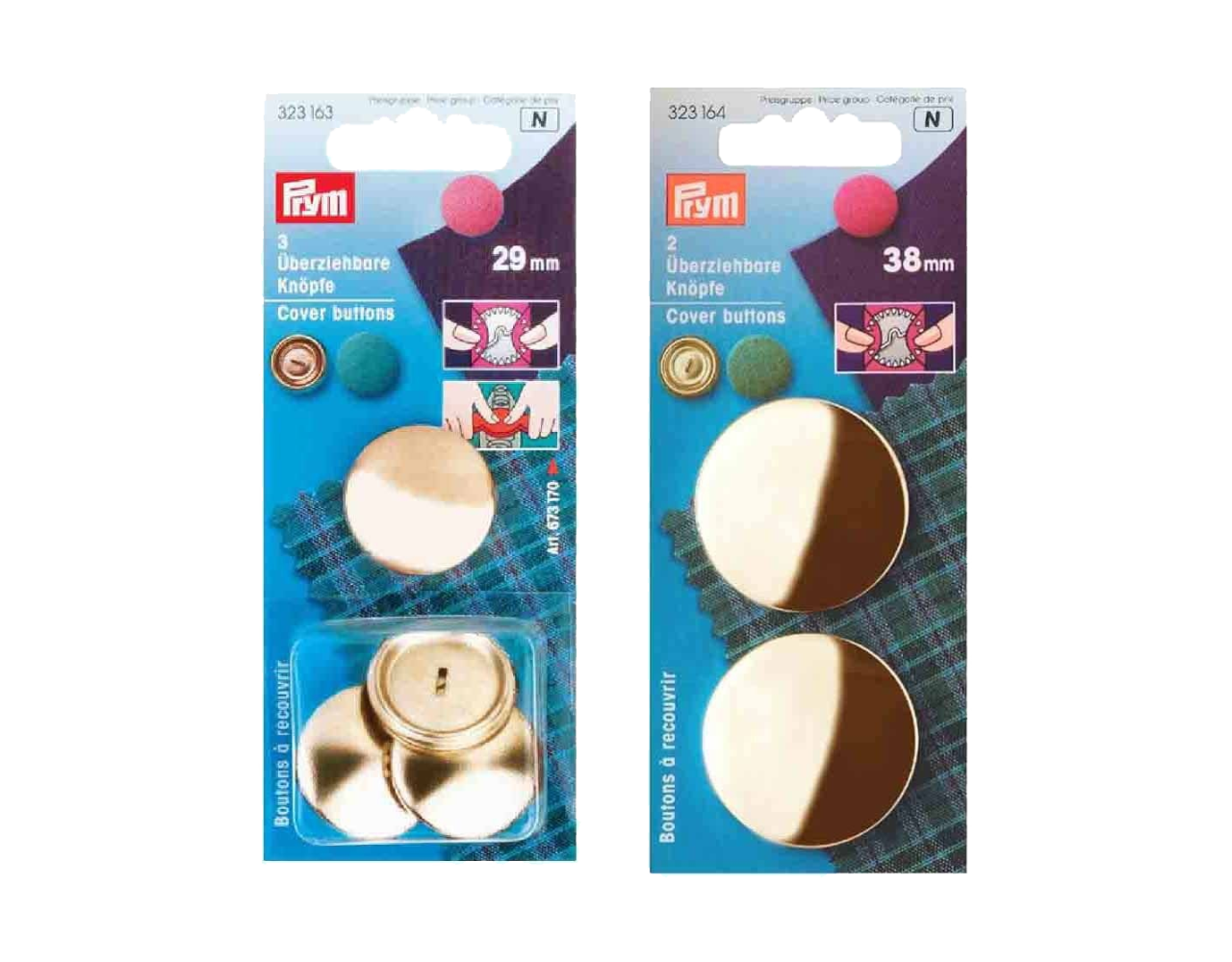 Prym Stofknopen zonder matrijs 29mm goud