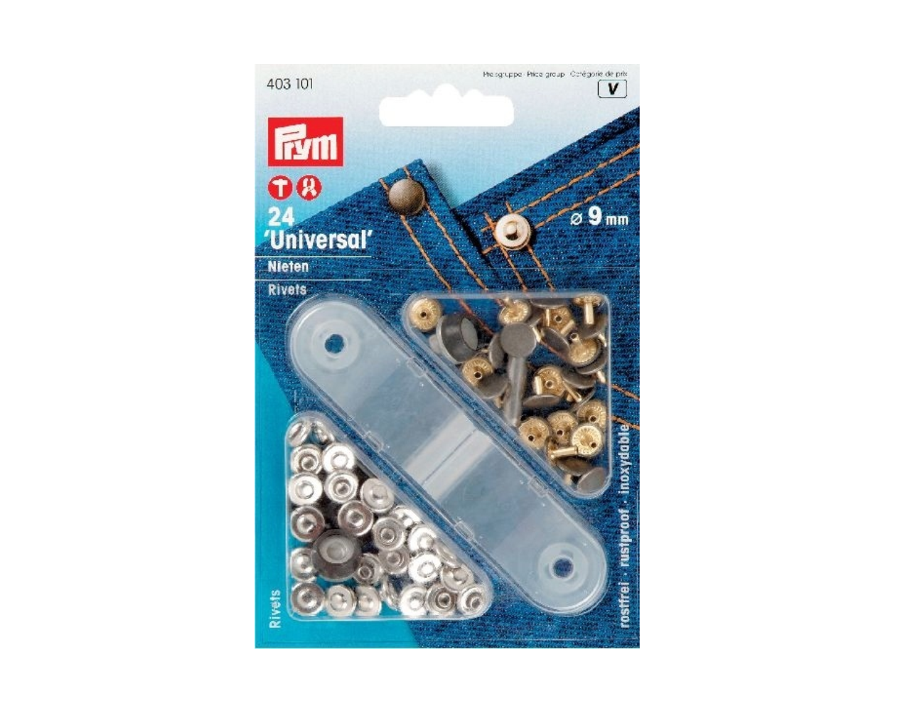 Prym Siernieten messing 9mm zilver-oud ijzer Prym Siernieten messing 9mm zilver-oud ijzer