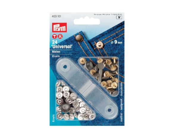 Prym Siernieten messing 9mm zilver-oud ijzer Prym Siernieten messing 9mm zilver-oud ijzer