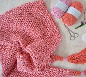 Byclaire Haakpakket Ton Sur Ton Sjaal Flamingo Coral Byclaire Haakpakket Ton Sur Ton Sjaal Flamingo Coral