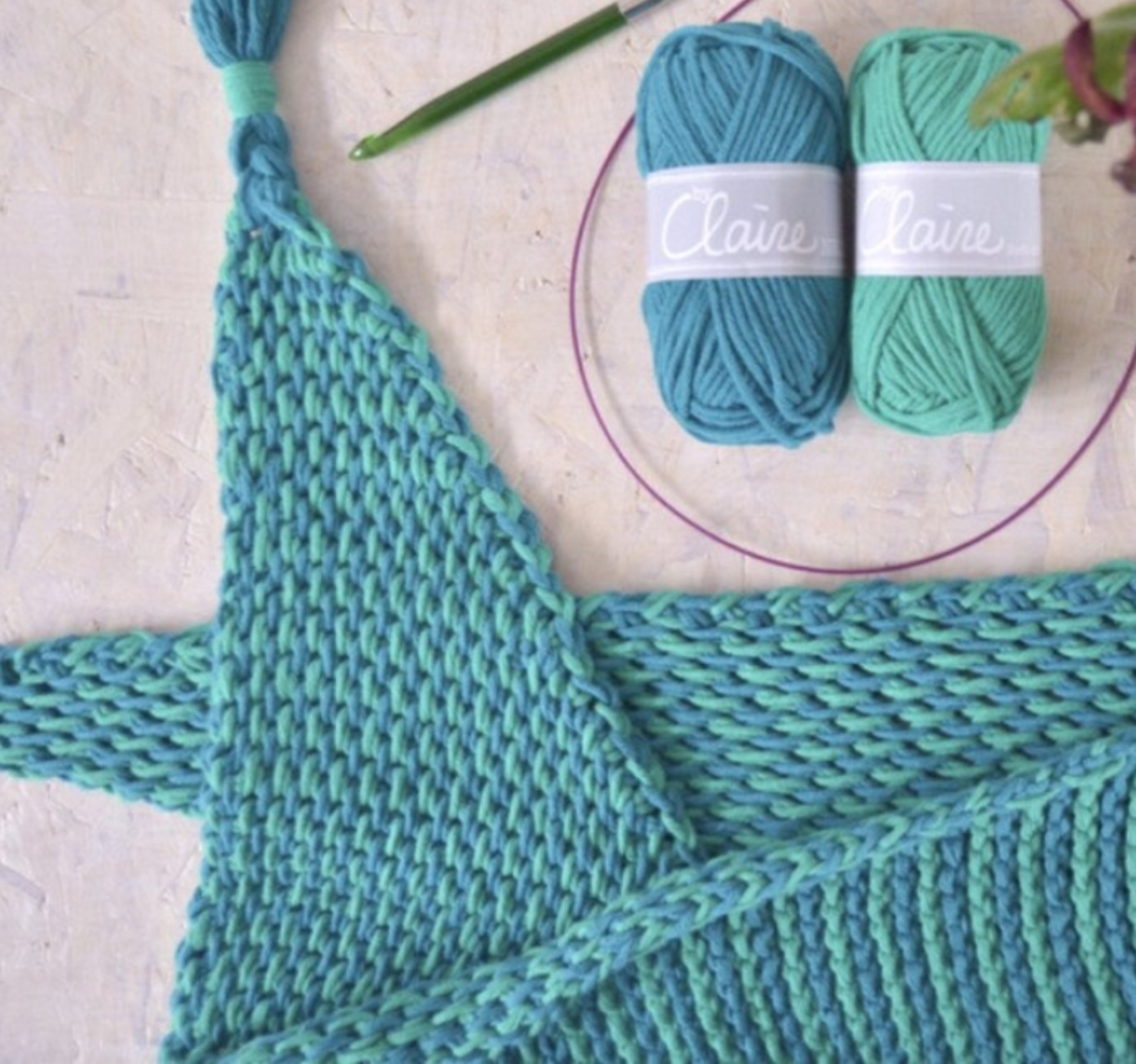 Byclaire Haakpakket Ton Sur Ton Sjaal Petrol Emerald