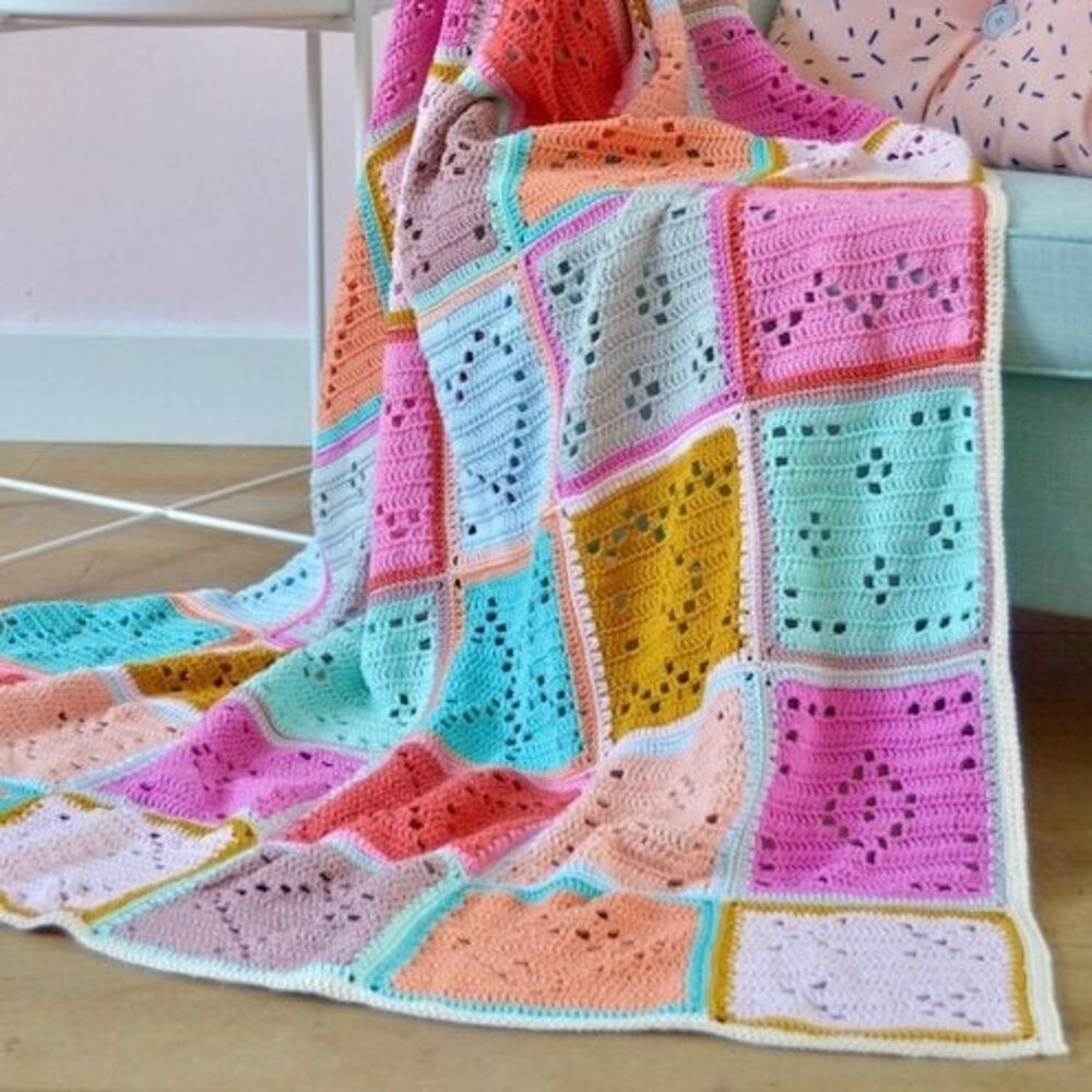 Byclaire Haakpatroon byClaire Blokkendeken Pastel