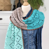 Byclaire Haakpatroon Mooie 1,5 meter sjaal Blauw/Groen/Bruin