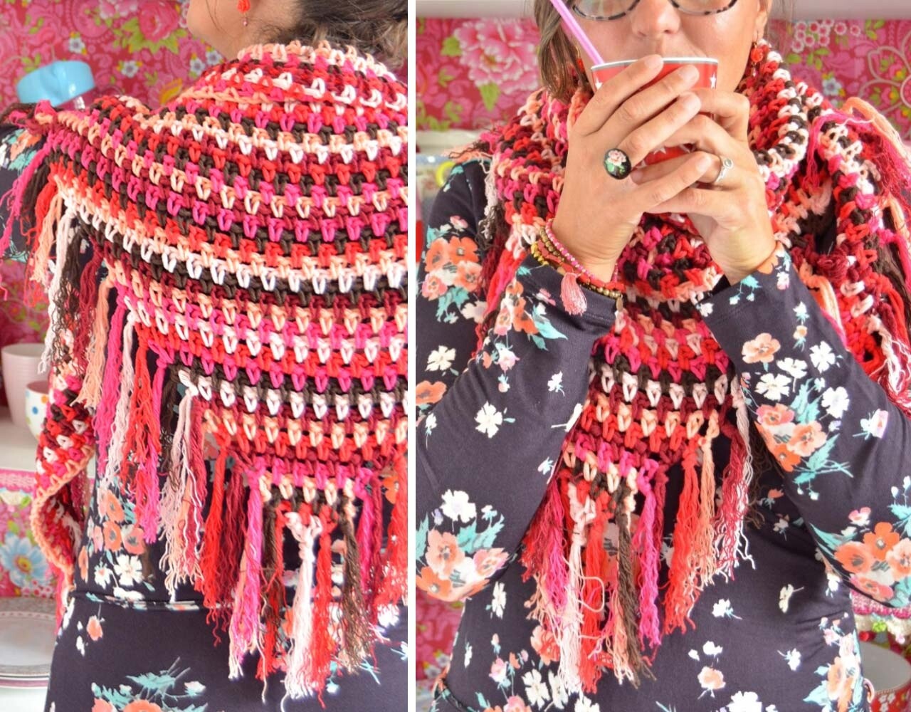 Byclaire Haakpakket byClaire Omslagdoek Roodtinten Byclaire Haakpakket byClaire Omslagdoek Roodtinten