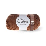 Echtstudio Leren Sjaal lus met drukknoop 21cm lichtbruin