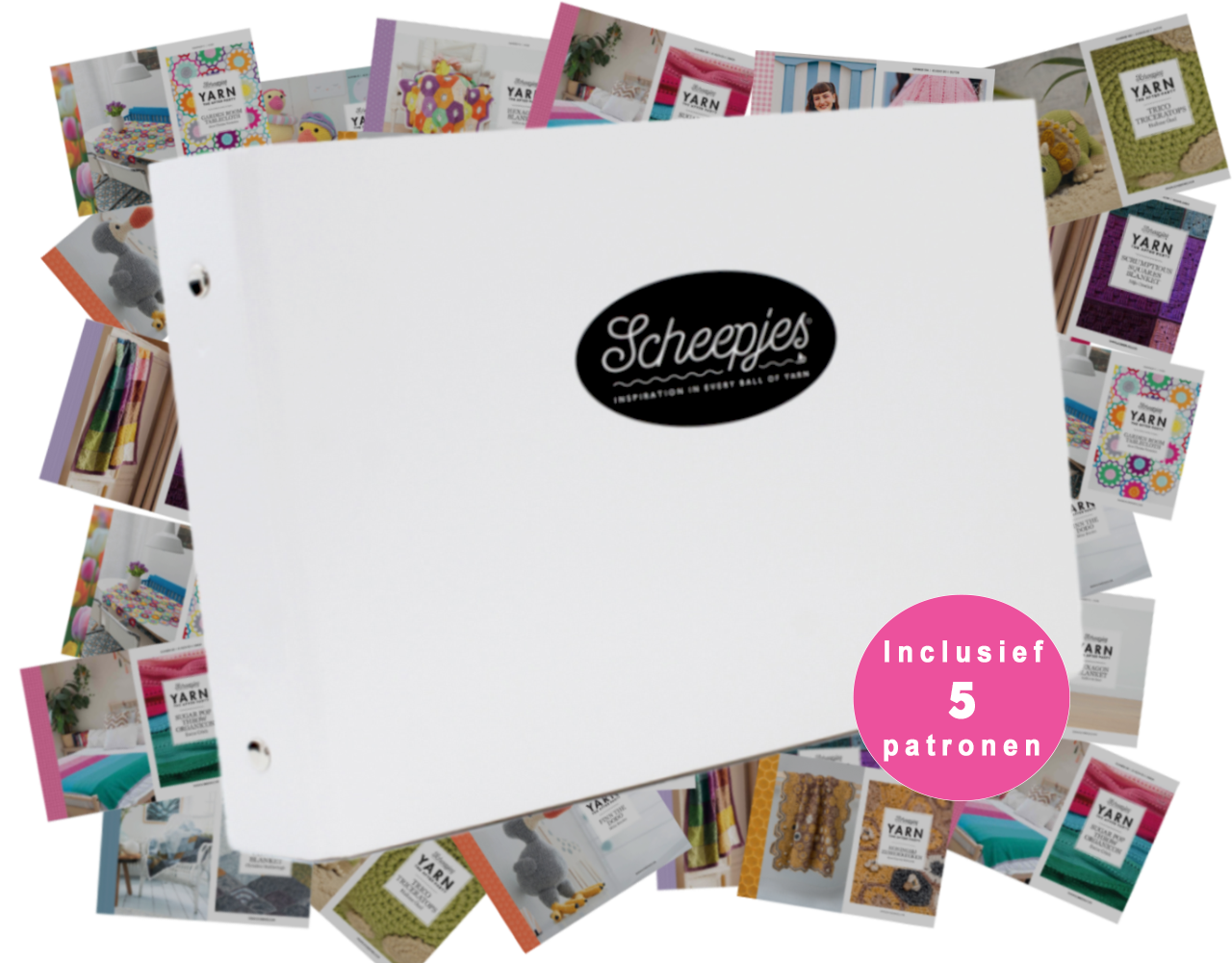 Scheepjes Verzamelmap met 5 diverse Yarn The After Party patronenboekjes