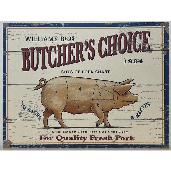 Wandbord Butchers Guide "Varken" 33x25cm