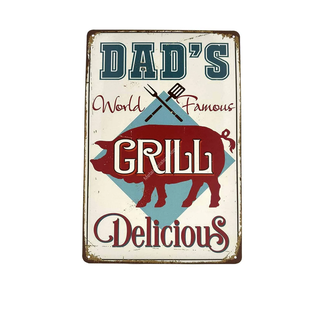 BBQ Wandbord Dad's world famous BBQ 25x33cm