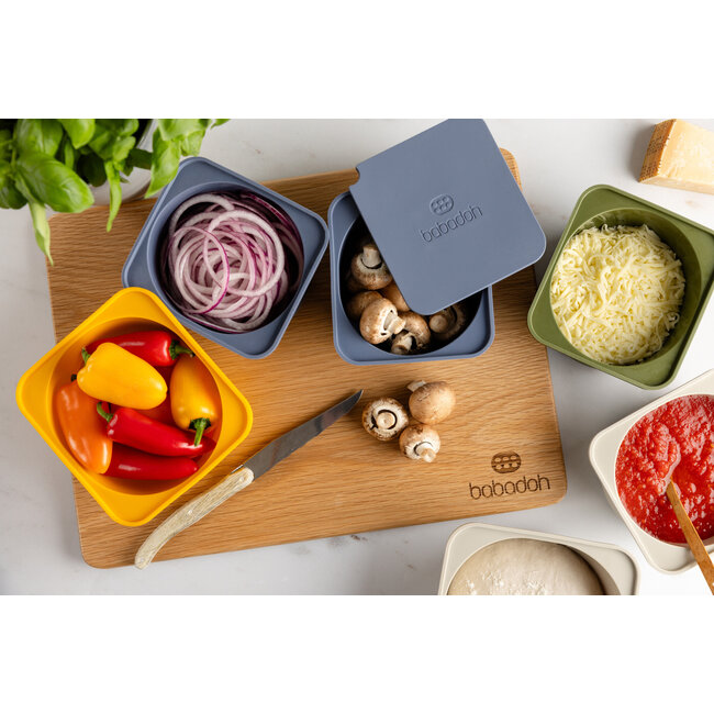 Babadoh 6 Silicone deeg en vershoudbakjes Geel