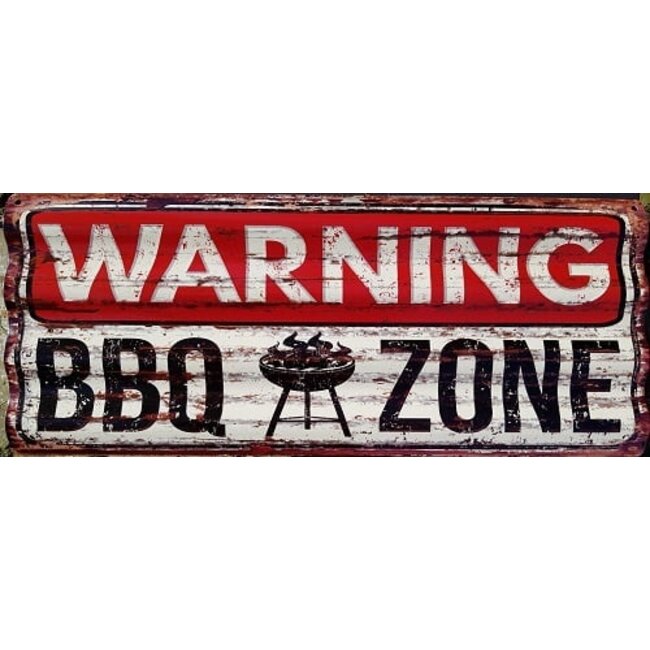 BBQ wandbord Golfplaat Warning BBQ zone 59 x 24 cm
