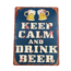 BBQ Wandbord Keep Calm and Drink beer 25x33cm