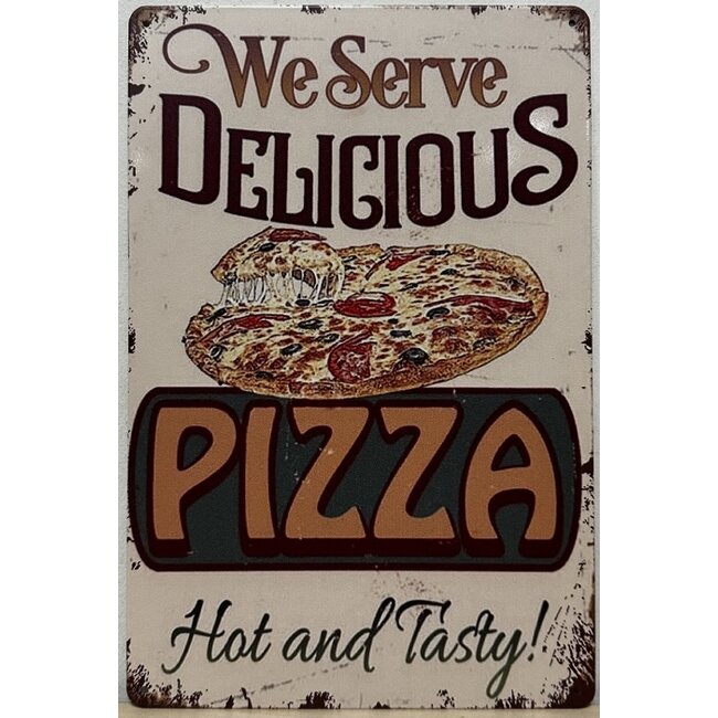 Wandbord Delicious Pizza Hot tasty 30 x 20cm
