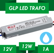 LED voeding 12 watt 12 volt 1 Ampère - IP67 waterdicht - GLP GPV-12-12