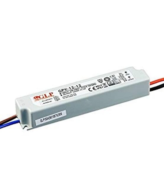 LED voeding 12 watt 12 volt 1 Ampère - IP67 waterdicht - GLP GPV-12-12