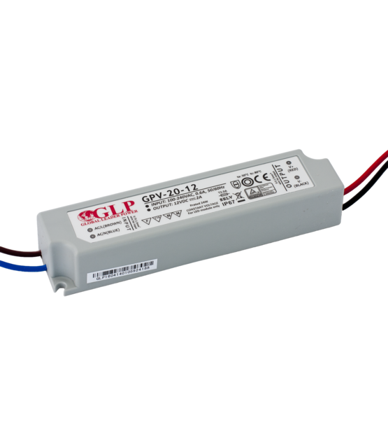 LED voeding 20 watt 12 volt 2 Ampère - IP67 waterdicht - GLP GPV-20-12