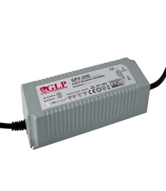 LED voeding 200 watt 12 volt 16,6 Ampère – IP67 waterdicht – GLP GPV-200-12