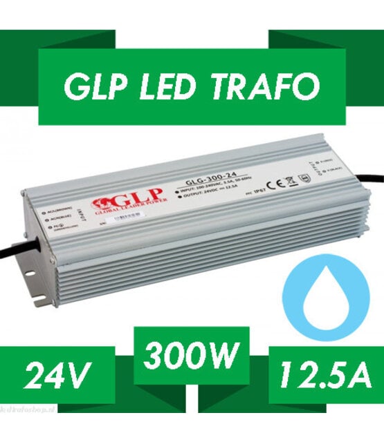 LED voeding 300 watt 24 volt 12,5 Ampère – IP67 waterdicht – GLP GPV-300-24