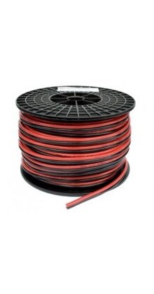 LED strip aansluitkabel 2-polig, YZWL 2×0,75mm - 100 meter rol - zwart rood