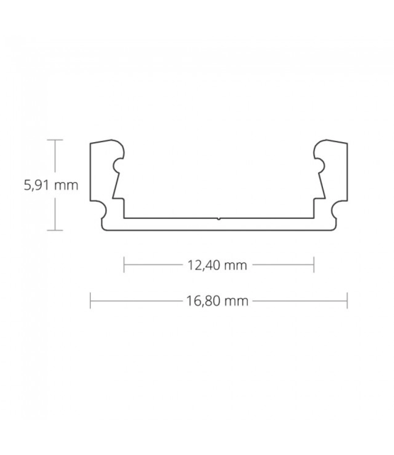 LED profiel plat model 40 meter inclusief afdekking 16,80mm x 6,47mm PL1