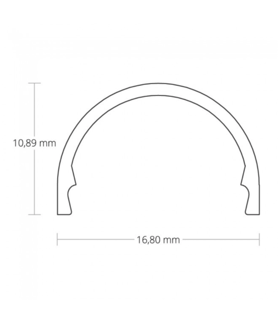 LED strip profiel met halfronde opaal klikafdekking 16,80mm x 16,40mm 16ALU